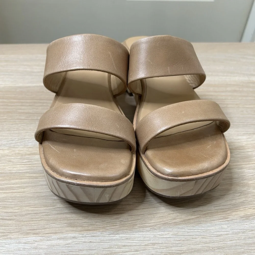 Nisolo Sandals Womens 6 Ellie All Day Clog Almond Leather Strap Open Toe Wooden
